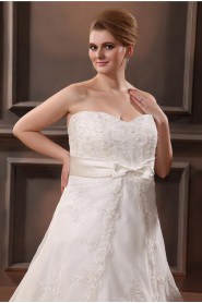 Satin Embroidered Sweetheart Plus Size Gown