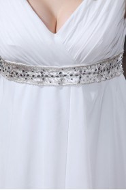 Chiffon Crystals V-Neck Plus Size Gown