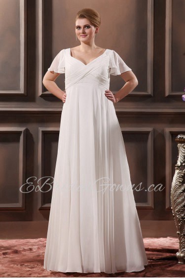 Floor Length V-Neck Plus Size Gown