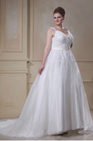 Yarn V-Neck Beading Plus Size Gown