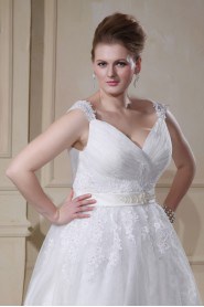 Yarn V-Neck Beading Plus Size Gown