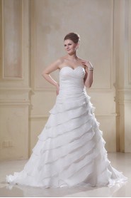 Sweetheart Chiffon Ruched A-Line Plus Size Gown