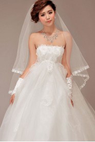 Organza Strapless Floor Length Ball Gown with Flowers