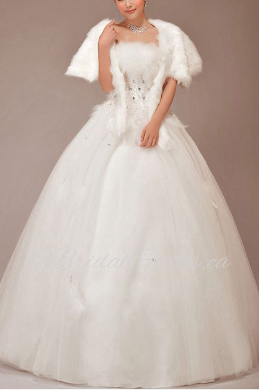 Satin Strapless Floor Length Ball Gown with Crystals