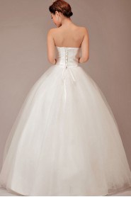 Satin Strapless Floor Length Ball Gown with Crystals