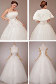 Satin Strapless Floor Length Ball Gown with Crystals