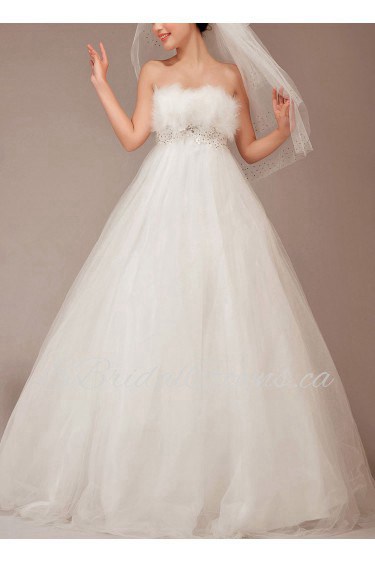 Tulle Strapless Floor Length Ball Gown with Sequins