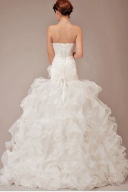 Organza Strapless Floor Length Ball Gown with Flower