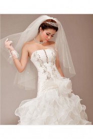 Organza Strapless Floor Length Ball Gown with Flower