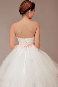 Satin and Tulle Strapless Floor Length Ball Gown with Sequins