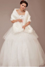 Satin and Tulle Strapless Floor Length Ball Gown with Sequins