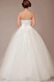 Tulle Strapless Floor Length Ball Gown with Crystals