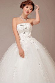 Tulle Strapless Floor Length Ball Gown with Crystals