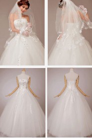 Tulle Strapless Floor Length Ball Gown with Crystals