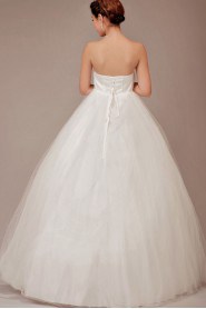 Satin and Tulle Strapless Floor Length Ball Gown with Crystals