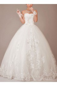 Tulle Sweetheart Floor Length Ball Gown with Flowers