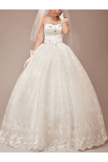 Satin Sweetheart Floor Length Ball Gown with Crystals