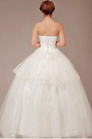 Satin and Lace Sweetheart Floor Length Ball Gown with Crystals