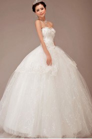 Satin and Lace Sweetheart Floor Length Ball Gown with Crystals