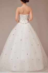 Tulle Strapless Floor Length Ball Gown with Crystals