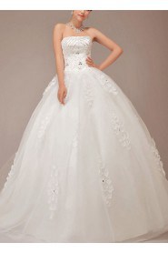 Satin Strapless Floor Length Ball Gown with Sequins