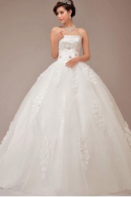 Satin Strapless Floor Length Ball Gown with Sequins