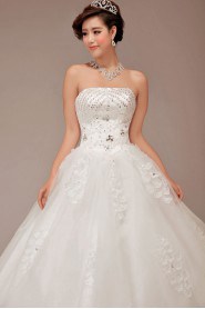 Satin Strapless Floor Length Ball Gown with Sequins