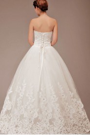 Satin and Tulle Sweetheart Floor Length Ball Gown with Crystals