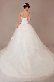 Tulle Sweetheart Chapel Train Ball Gown with Crystals