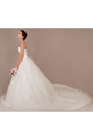 Tulle Sweetheart Chapel Train Ball Gown with Crystals