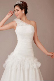 Organza  Chapel Train A-Line Dress with Flowers