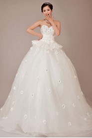 Lace Sweetheart Chapel Train Ball Gown with Crystals