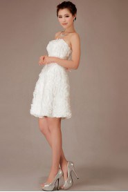 Chiffon Strapless Short A-Line Dress with Flowers