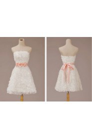 Chiffon Strapless Short A-Line Dress with Flowers