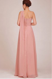 Chiffon  Floor Length A-Line Dress with Ruched