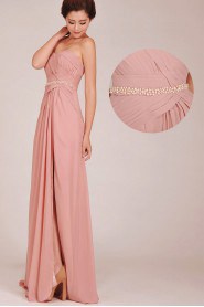 Chiffon Sweetheart Floor Length A-Line Dress with Beading