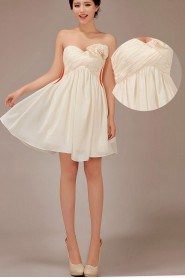 Chiffon Sweetheart Knee-Length A-Line Dress with Flowers