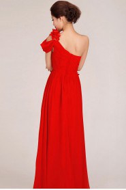 Chiffon  Floor Length Column Dress with Flowers