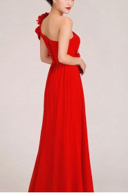 Chiffon  Floor Length Column Dress with Flowers