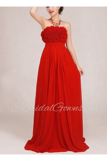 Chiffon Strapless Floor Length Column Dress