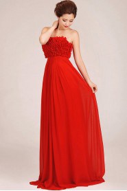 Chiffon Strapless Floor Length Column Dress