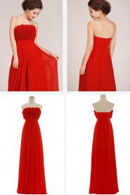 Chiffon Strapless Floor Length Column Dress