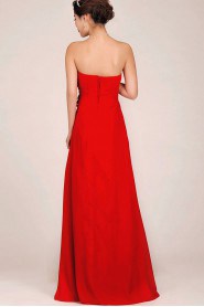 Chiffon Strapless Floor Length A-Line Dress with Embroidered