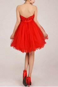 Organza Strapless Short Ball Gown with Crystals