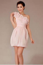 Chiffon  Short Sheath Dress with Ruffle