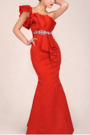 Satin  Floor Length Mermaid Dress with Crystals