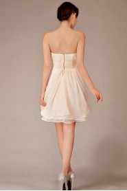 Chiffon Strapless Short Column Dress with Flowers