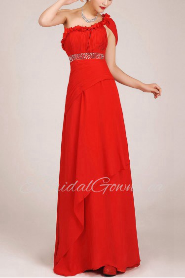 Chiffon  Floor Length A-Line Dress with Sequins