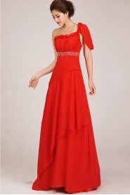 Chiffon  Floor Length A-Line Dress with Sequins