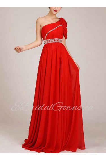 Chiffon  Floor Length A-Line Dress with Crystals